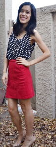 red white black outfit idea